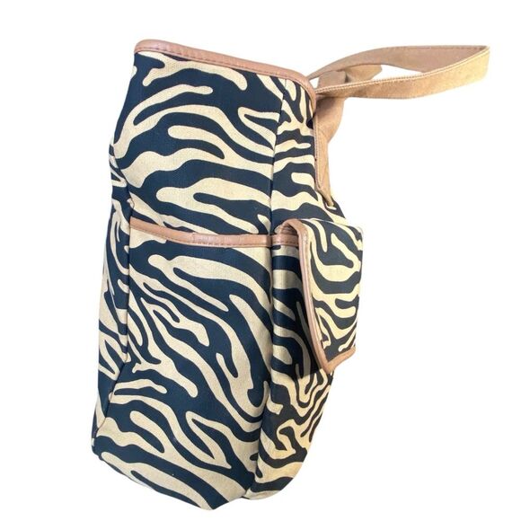 Animal Print Canvas Tote Bag Sturdy Dual Handle Multiple Pockets Roomy Craft Bag - Picture 5 of 12